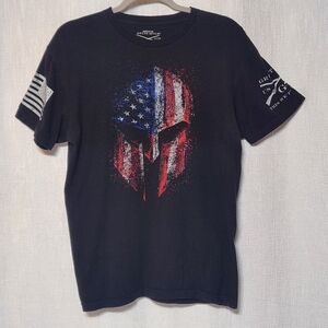 Grunt Style T-Shirt Black Spartan Logo USA Flag Mens Size Medium See Measurement